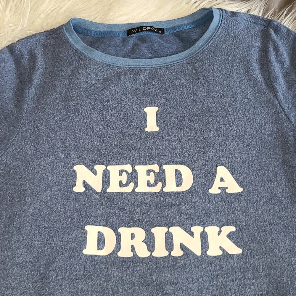 Wildfox Blue Sweatshirt with White Text - Picture 2 of 7